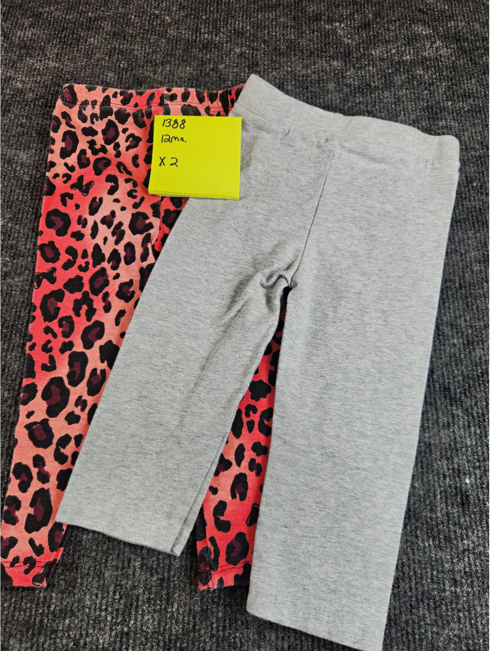 Wonder Nation Girls Jegging Leggings 2-Pack Gray Pink Black Leopard Print 12